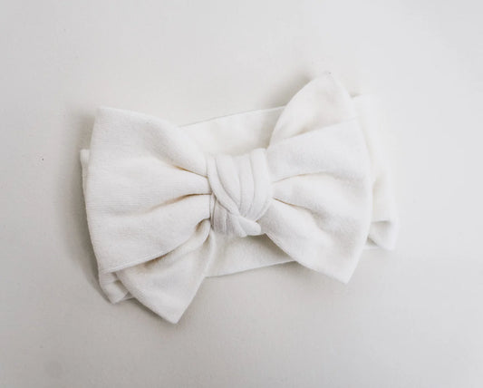 Petite + Co Fine Knit Bow Headband Milk
