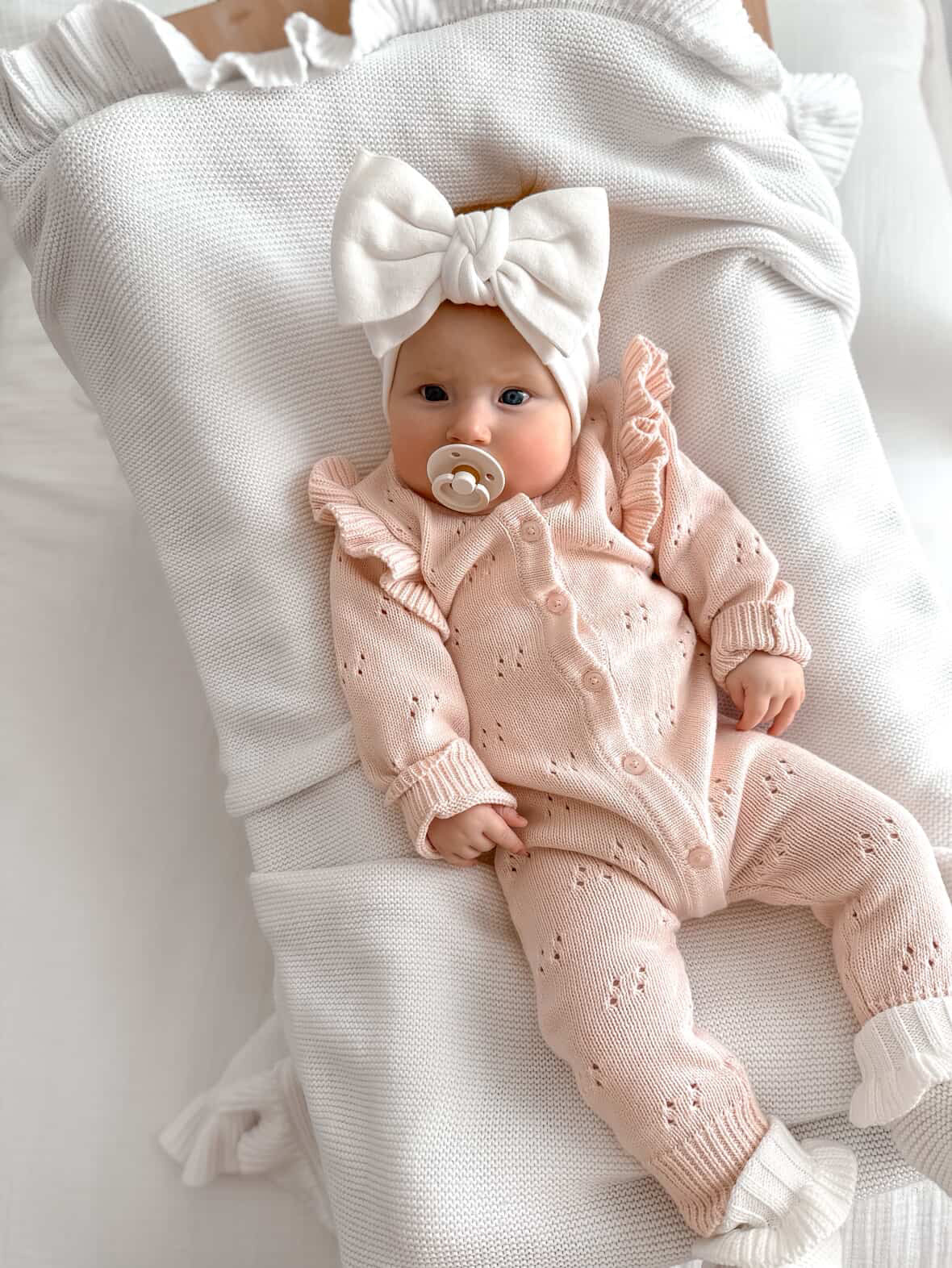 Petite + Co Long Pointelle Flutter Romper