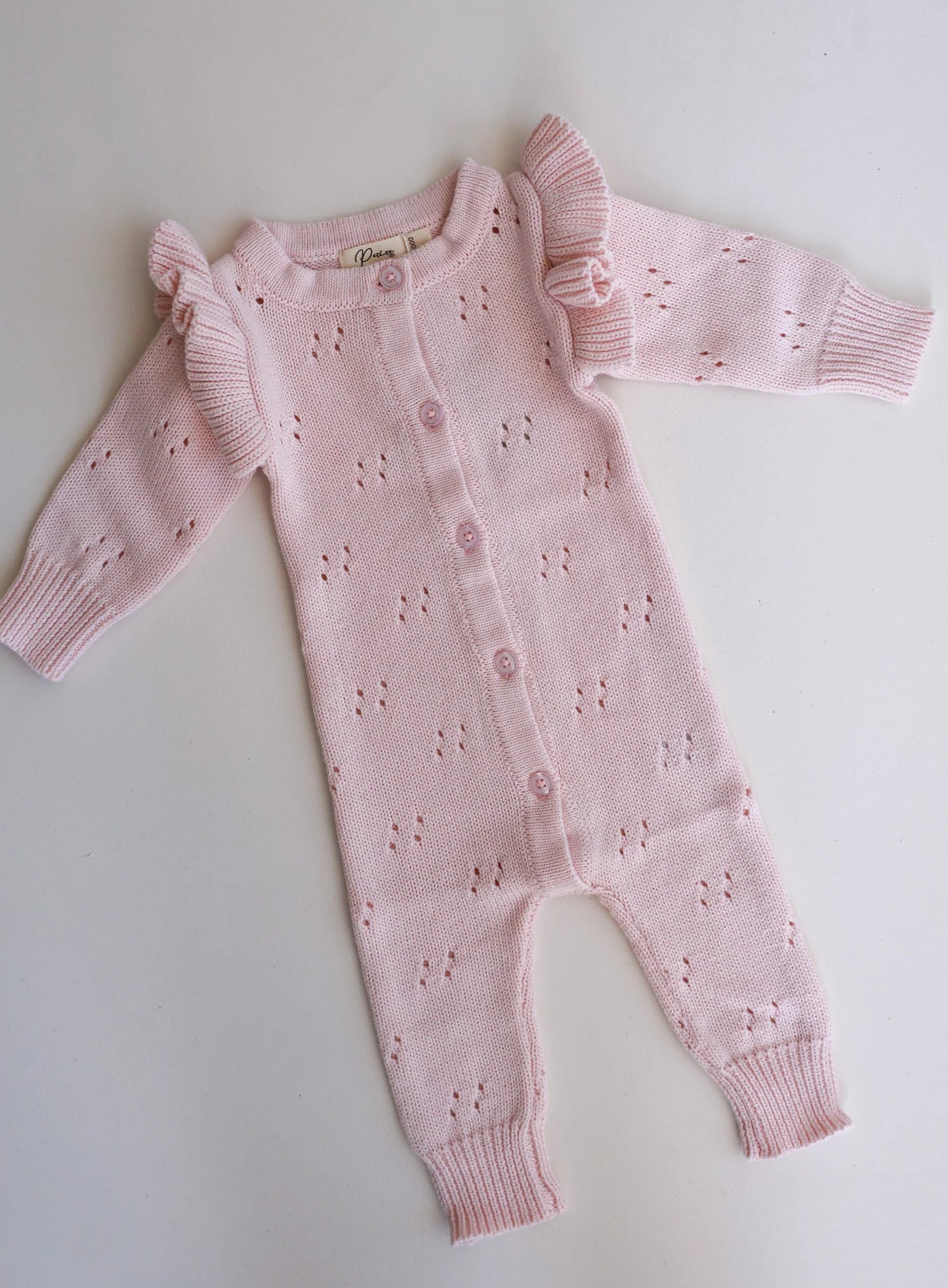 Petite + Co Long Pointelle Flutter Romper