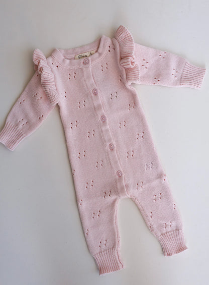 Petite + Co Long Pointelle Flutter Romper