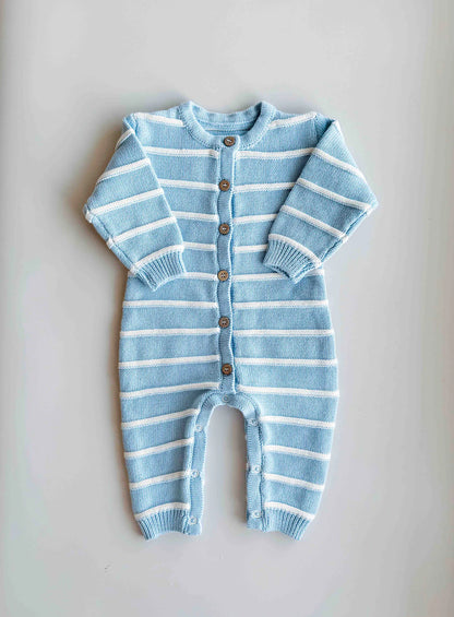 Freckles The Label Raised Stripe Full Romper Arctic
