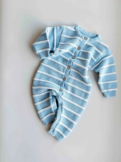 Freckles The Label Raised Stripe Full Romper Arctic