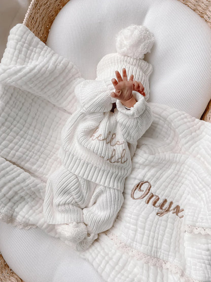 Blossom & Pear Crop Knit Pants Milk