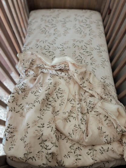 Pop Ya Tot Fleur Blanche Fur Lined Cot Blanket