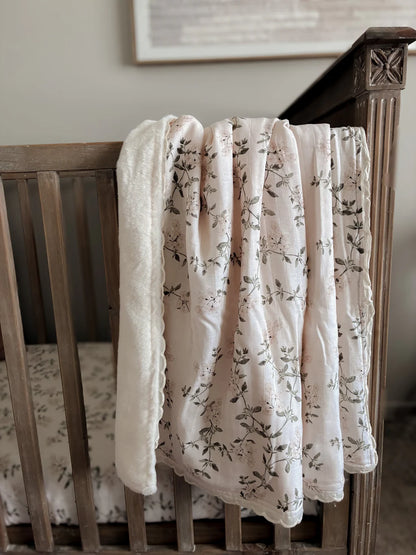 Pop Ya Tot Fleur Blanche Fur Lined Cot Blanket