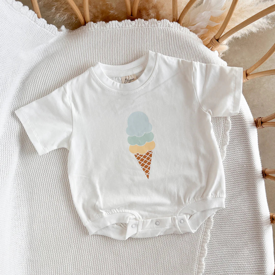 Blossom & Pear Blue Scoop Ice Cream Slouch Romper