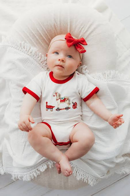 Child of Mine Red Vintage Toys Bodysuit