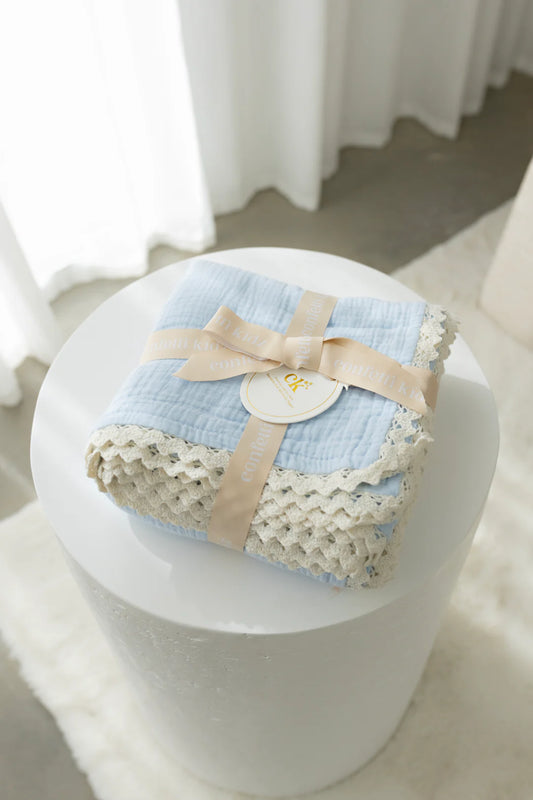 Confetti Kidz Classic Muslin Blanket Soft Blue