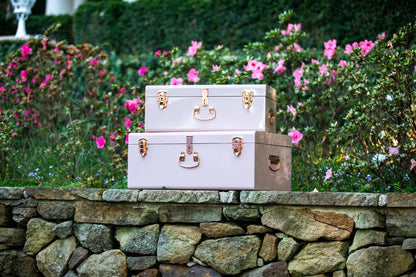 BabyBoo Prints Large Metal Storage Trunk Pink with Rose Gold Hardware
