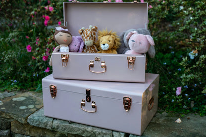 BabyBoo Prints Large Metal Storage Trunk Pink with Rose Gold Hardware