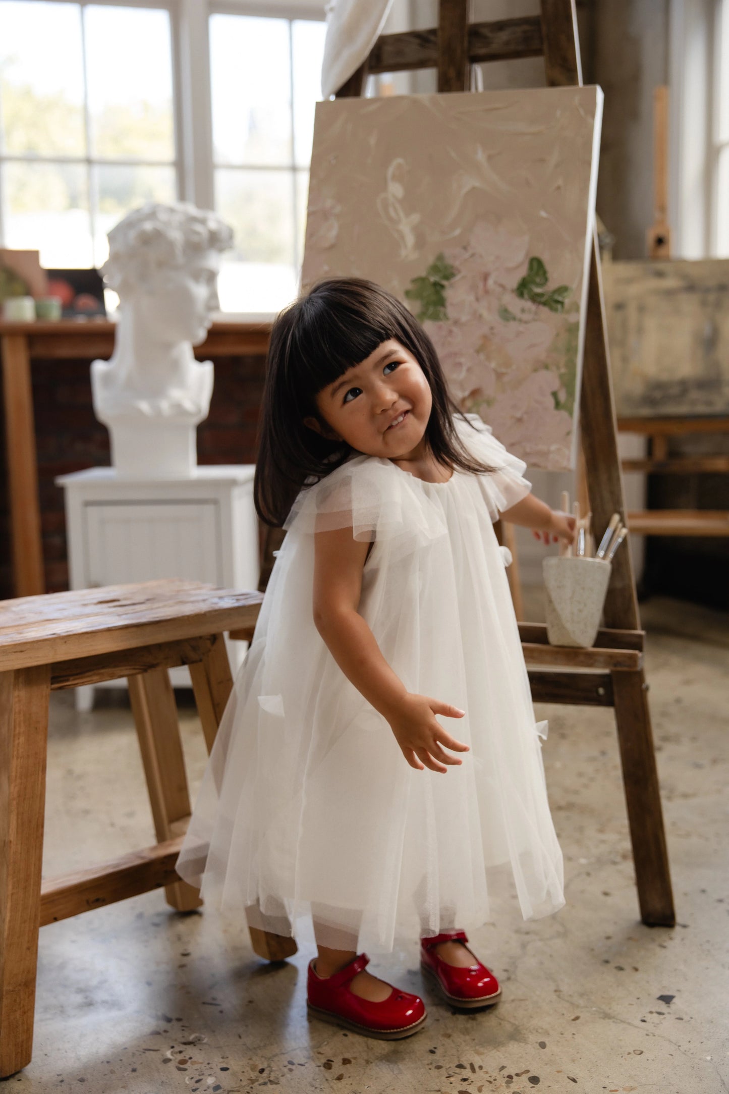 Jamie Kay Rhea Tulle Dress Parchment