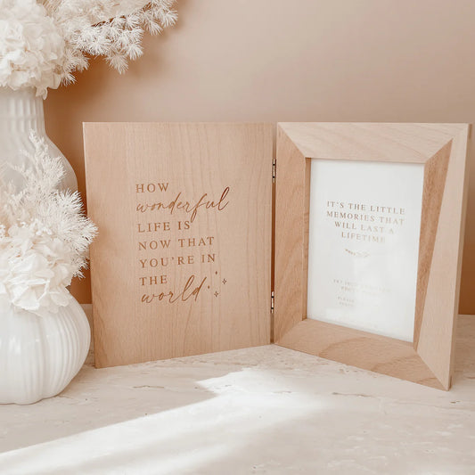 Blossom & Pear 'How Wonderful Life Is' Quote Wooden Photo Frame