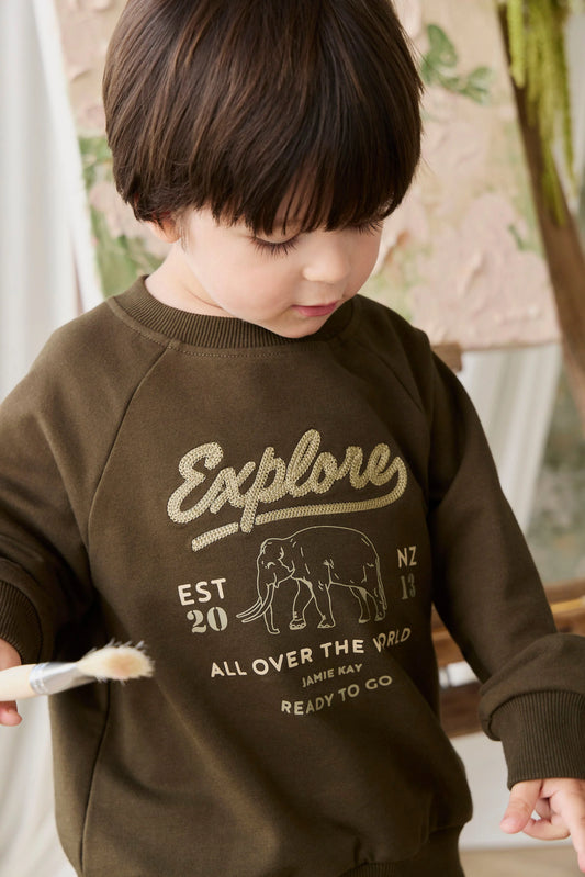 Jamie Kay Duncan Sweatshirt Deep Olive Elephant Explore