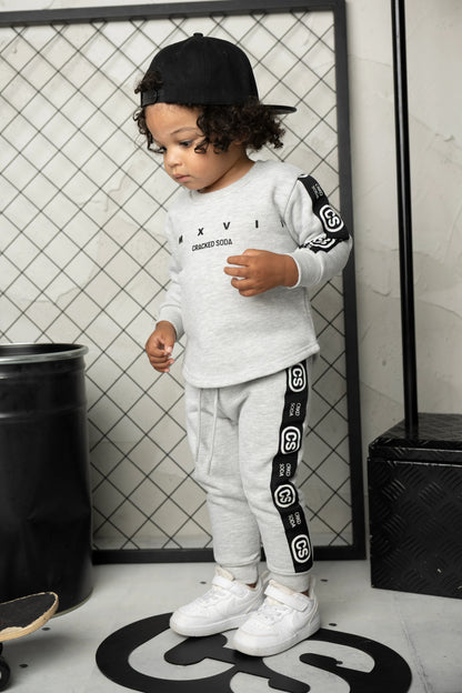 Cracked Soda Oaklen Detail Crew Set Grey Marl