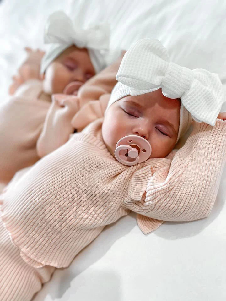 Petite + Co Ribbed Ruffle Kimono Set Pink