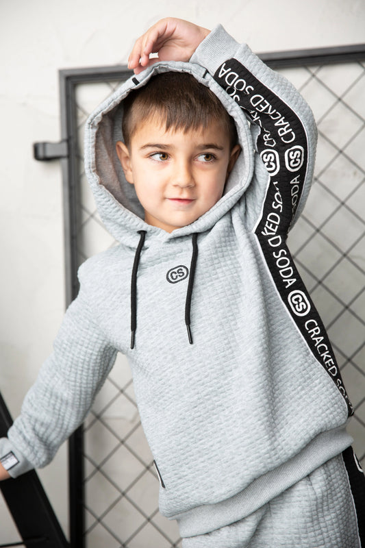 Cracked Soda Ashton Textured Hoodie Grey