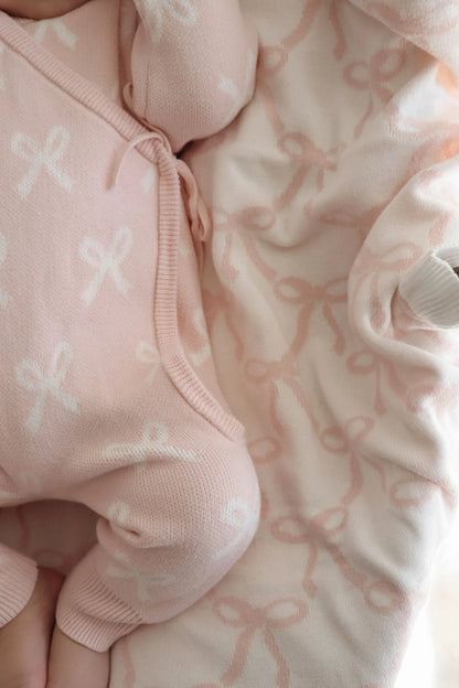 Petite + Co Kimono Bow Romper Baby Pink