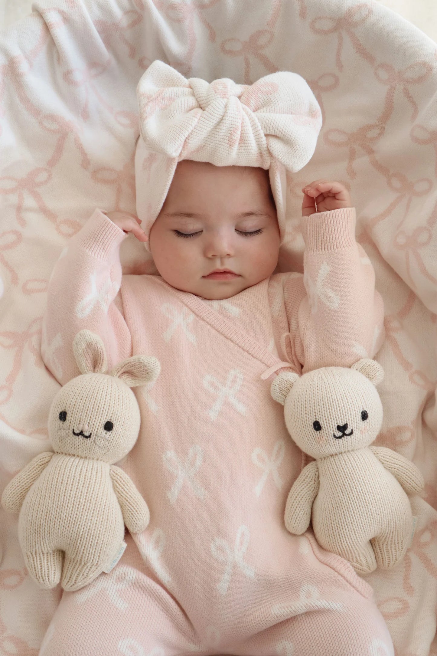 Petite + Co Kimono Bow Romper Baby Pink