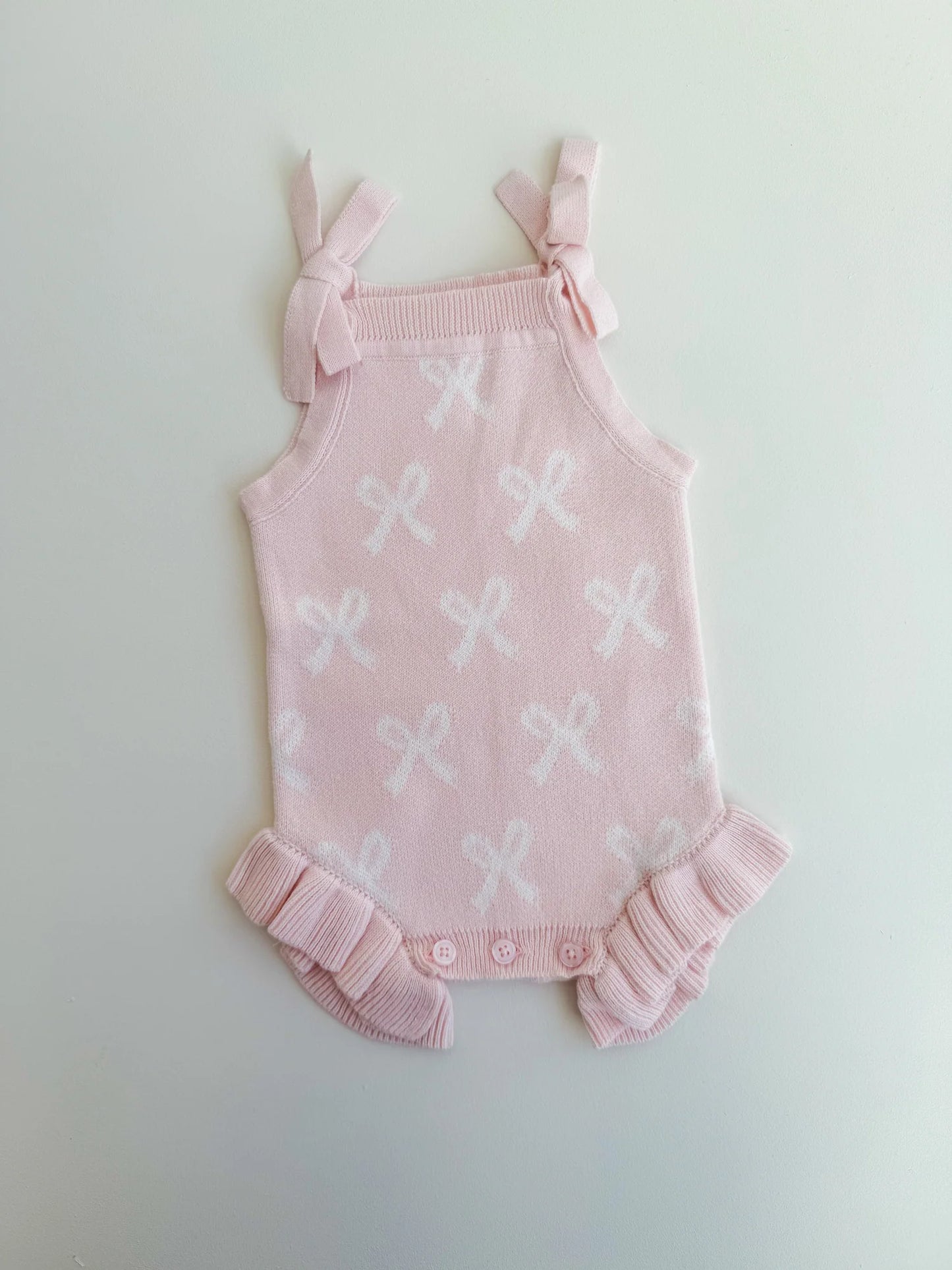 Petite + Co Summer Bow Frill Romper Baby Pink