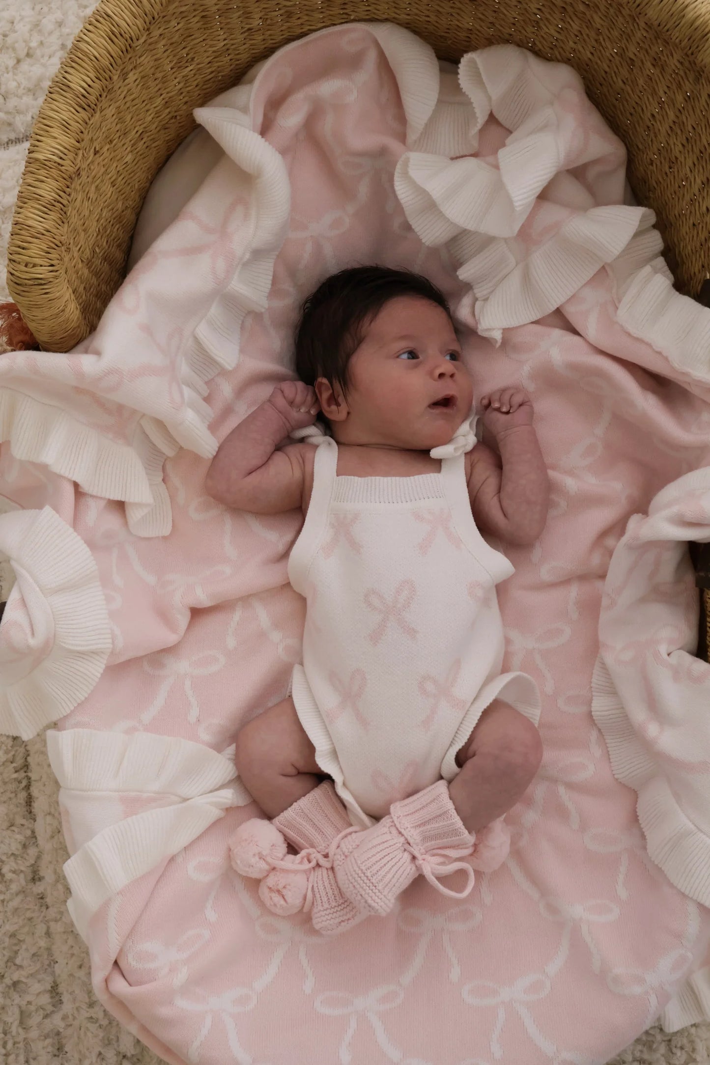 Petite + Co Summer Bow Frill Romper Milk