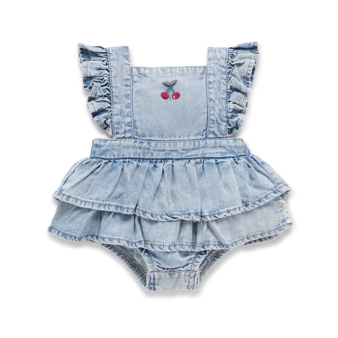 Aster & Oak Tencel Denim Ruffle Playsuit
