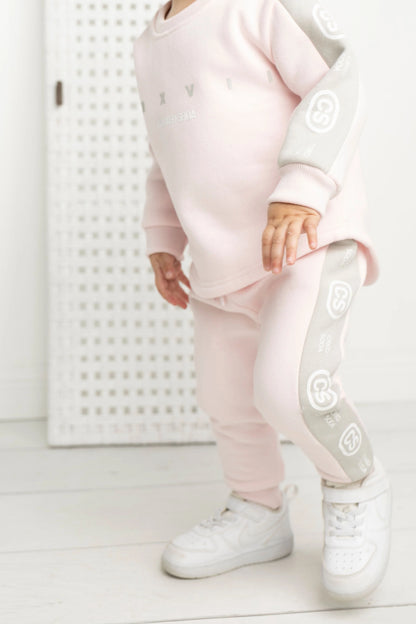 Cracked Soda Dolce Detailed Crew & Pant Set Pink