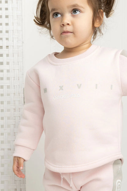 Cracked Soda Dolce Detailed Crew & Pant Set Pink