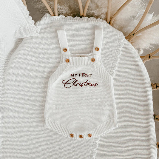 Blossom & Pear ‘My First Christmas’ Singlet Knit Romper