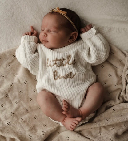 Blossom & Pear 'Little Love' Long Sleeve Knit Romper Milk