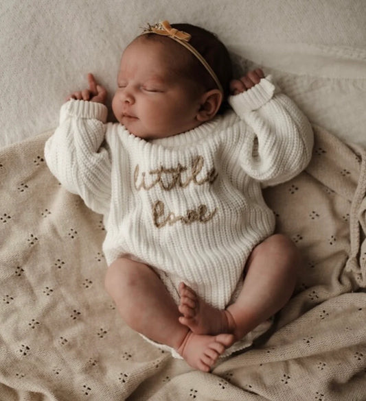 Blossom & Pear 'Little Love' Long Sleeve Knit Romper Milk