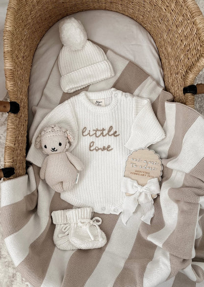 Blossom & Pear 'Little Love' Long Sleeve Knit Romper Milk