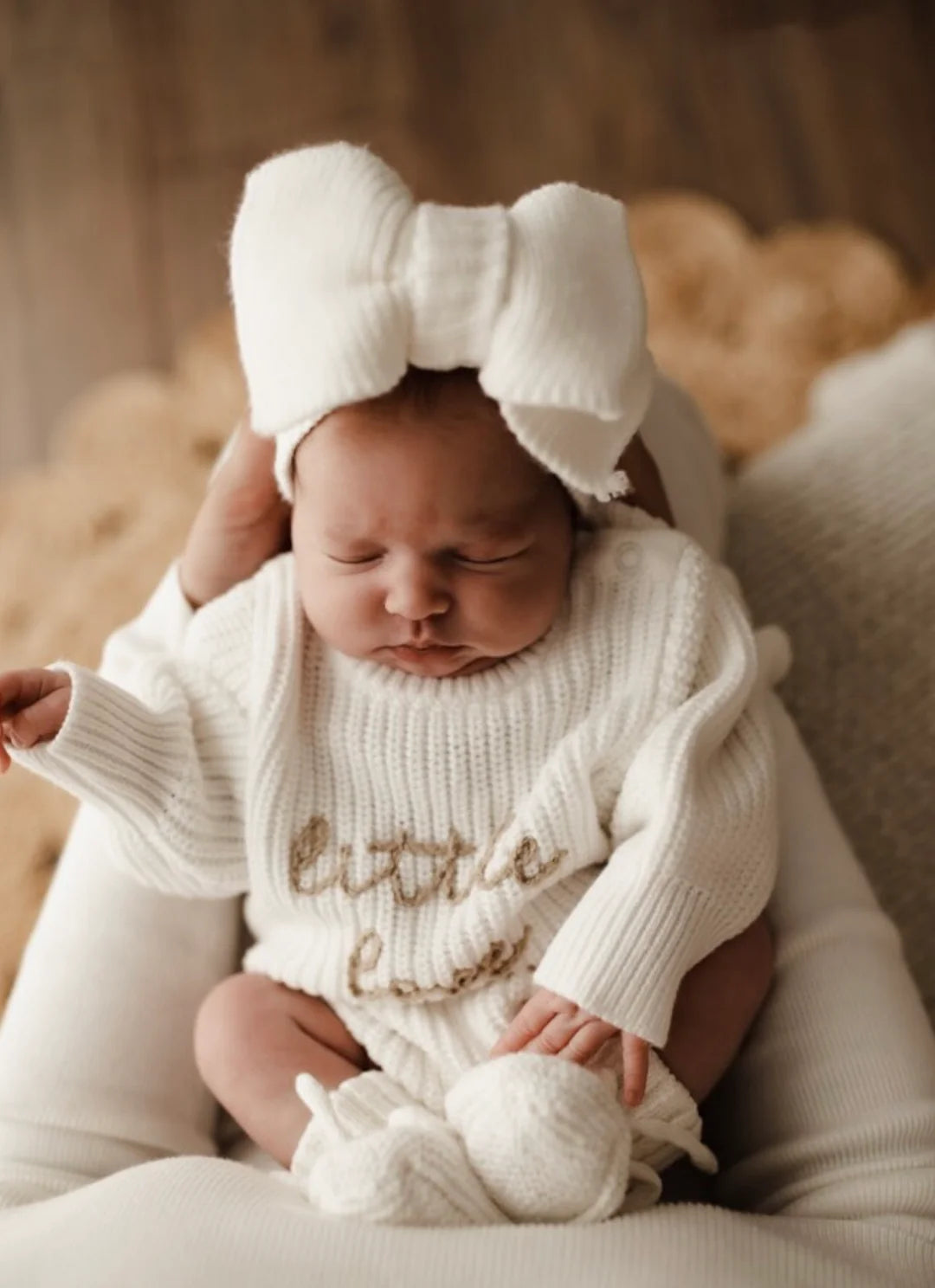 Blossom & Pear 'Little Love' Long Sleeve Knit Romper Milk