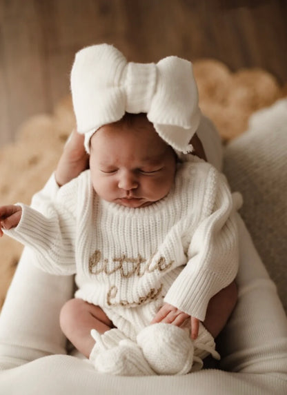 Blossom & Pear 'Little Love' Long Sleeve Knit Romper Milk