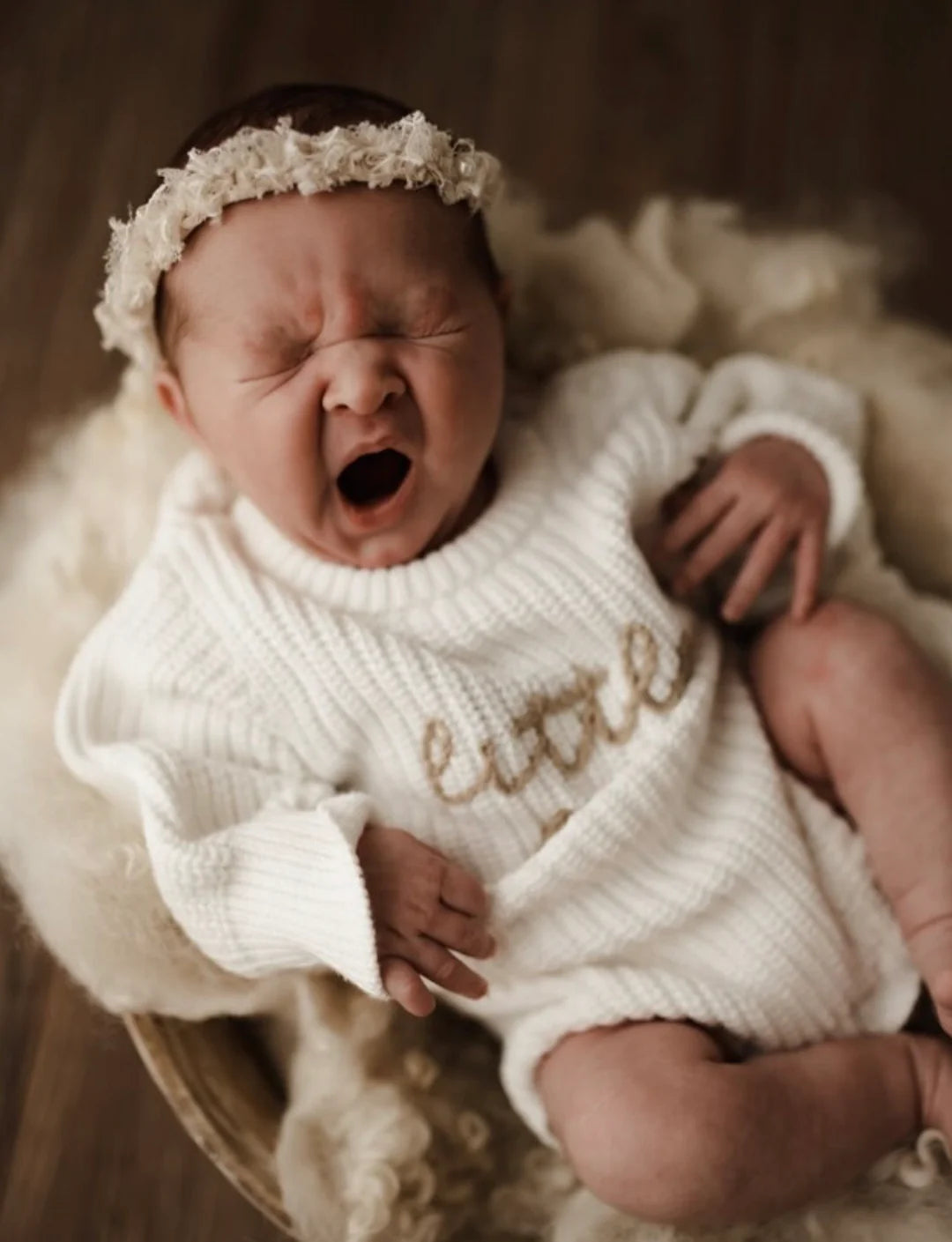 Blossom & Pear 'Little Love' Long Sleeve Knit Romper Milk