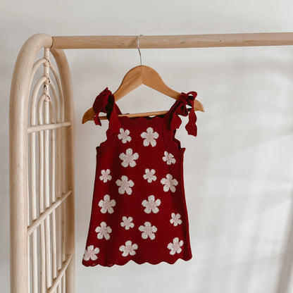 Blossom & Pear Red Posy Knit Tie Dress
