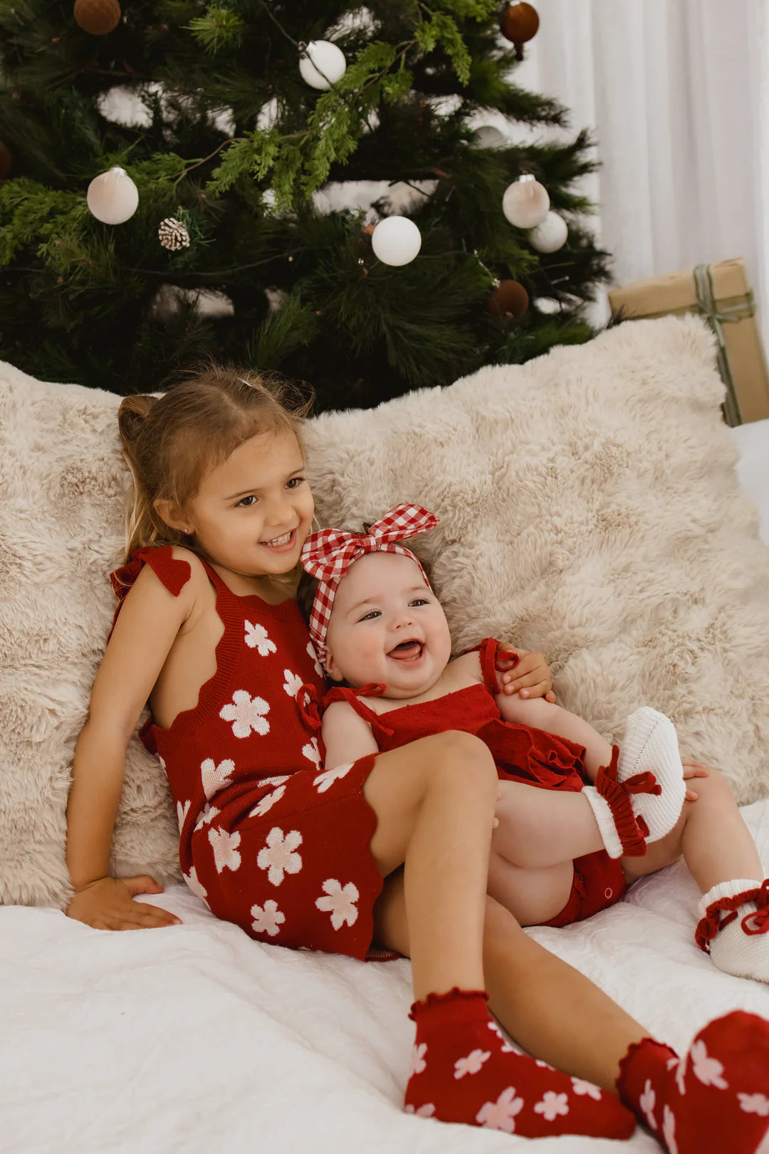 Blossom & Pear Red Posy Knit Tie Dress