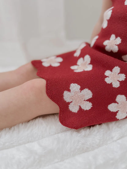 Blossom & Pear Red Posy Knit Tie Dress
