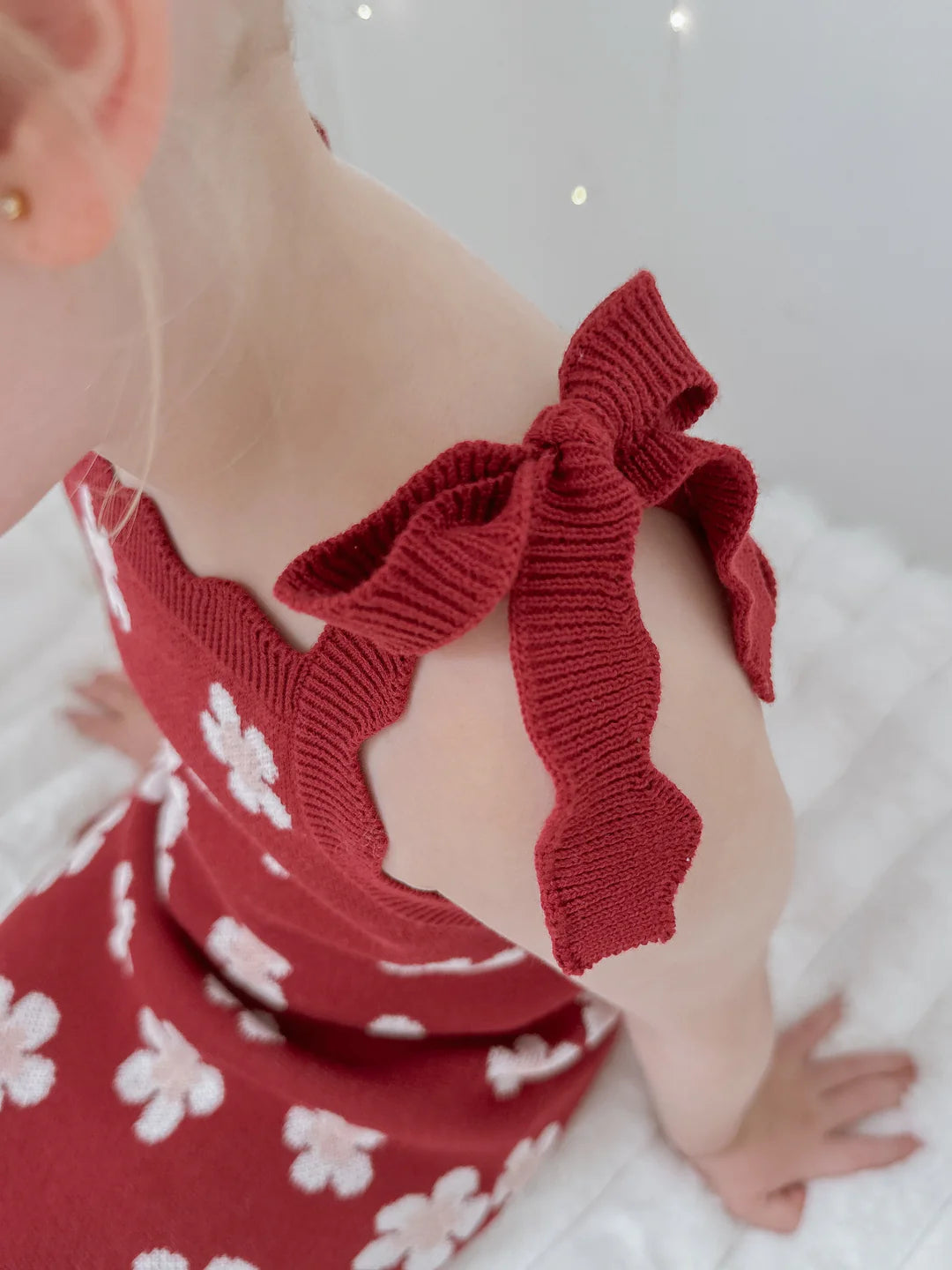 Blossom & Pear Red Posy Knit Tie Dress