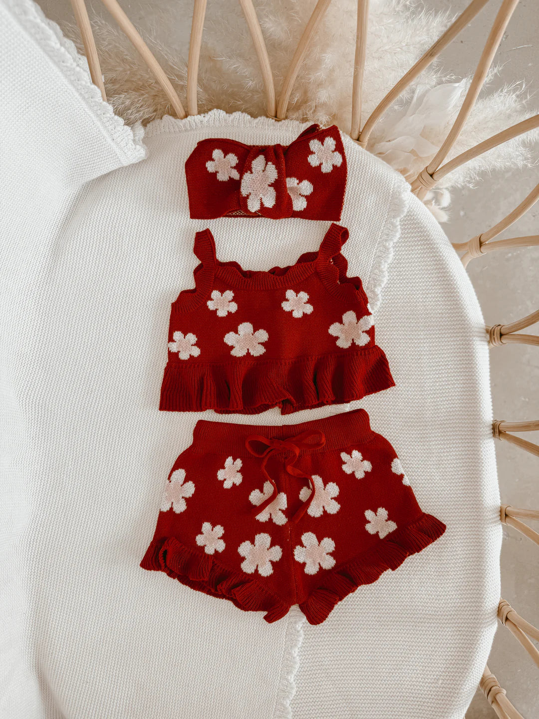 Blossom & Pear Red Posy Knit Topknot