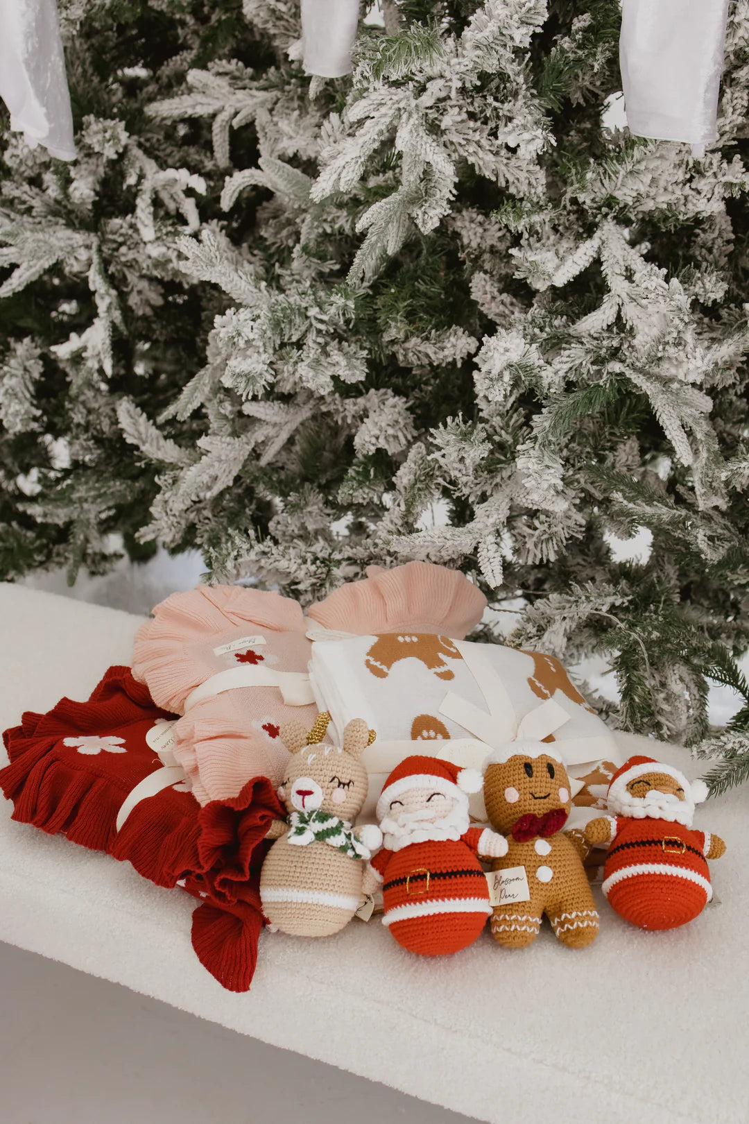 Blossom & Pear Christmas Reindeer Crochet Rattle Red