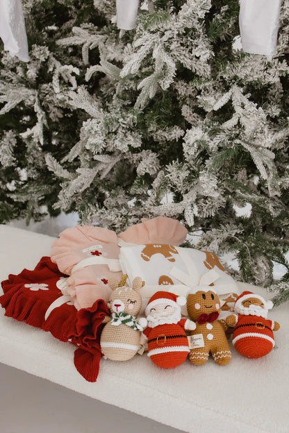 Blossom & Pear Christmas Reindeer Crochet Rattle Red