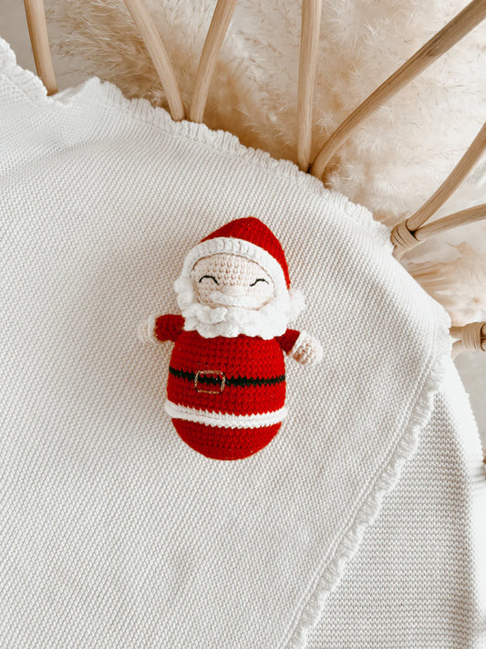 Blossom & Pear Santa Claus Crochet Rattle Red