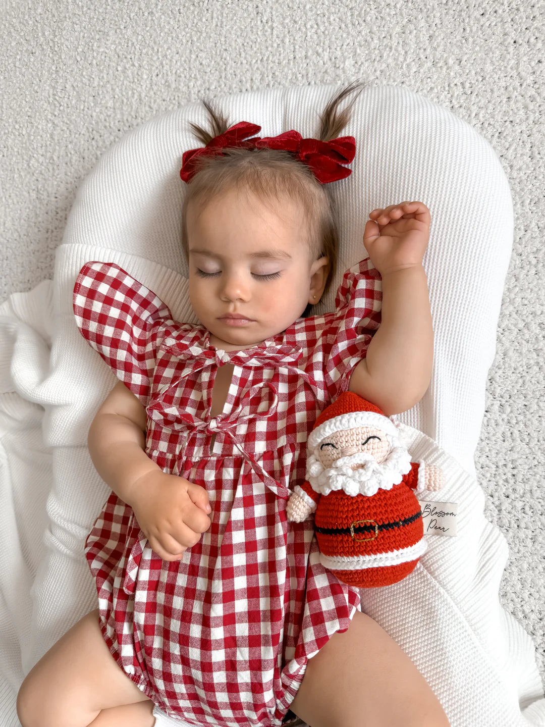 Blossom & Pear Santa Claus Crochet Rattle Red