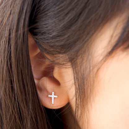 Lauren Hinkley Petite Fleur Diamante Cross Earrings