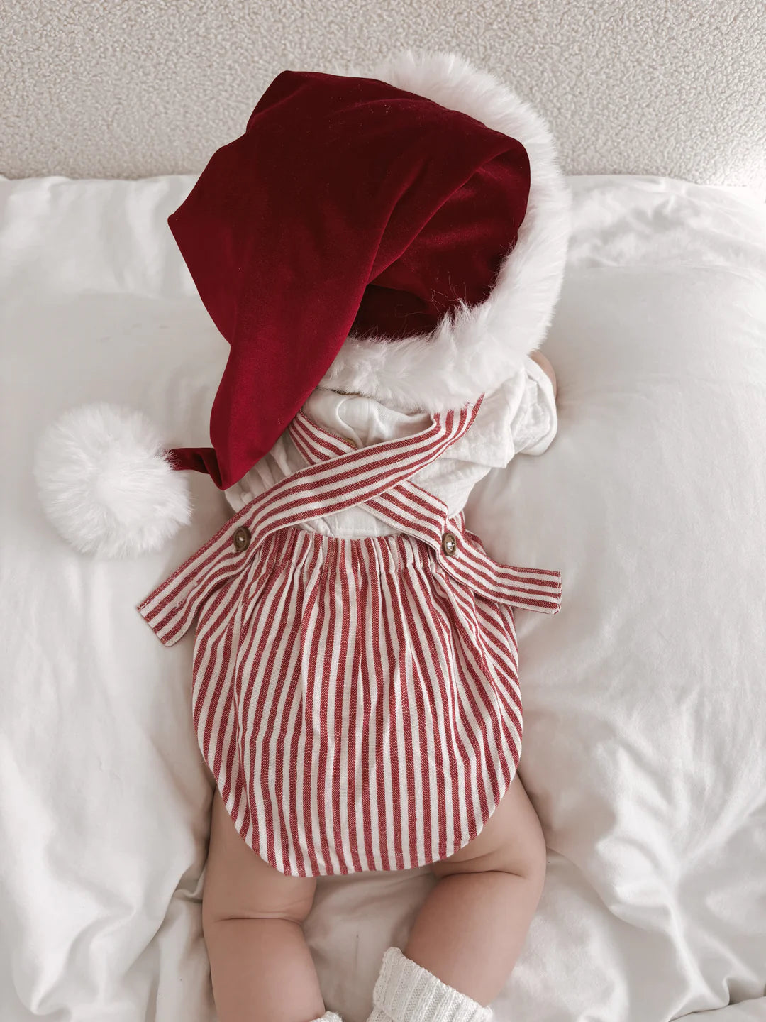 Blossom & Pear Candy Stripe Cross Back Romper Red