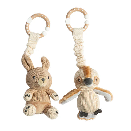 Living Textiles 2pk Stroller Toys Kangaroo & Kookaburra