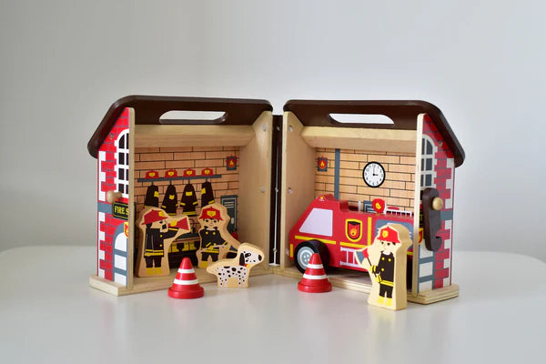 Tooky Toy Fireman Playset with Carry Box