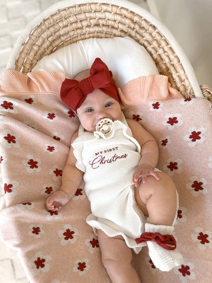 Blossom & Pear ‘My First Christmas’ Singlet Frill Knit Romper