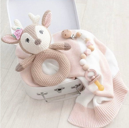 Living Textiles Ava the Fawn Knitted Rattle