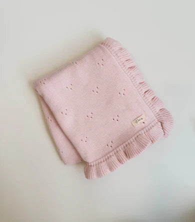 Petite + Co Frill Pointelle Blanket Baby Pink